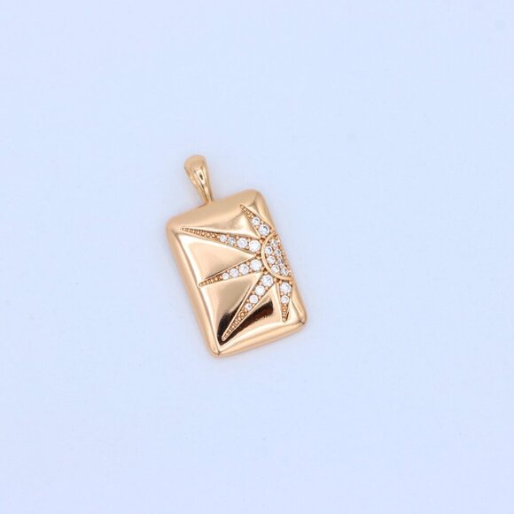 "Rose Gold Rectangle Pendant with Starburst CZ Design, XPPT1842 - Picture 11 of 13